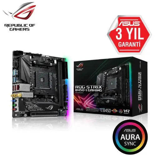 Asus Rog Strix B450 I Gaming AMD B450 Soket AM4 DDR4 3600 OC MHz Mini ITX Gaming Anakart incehesap