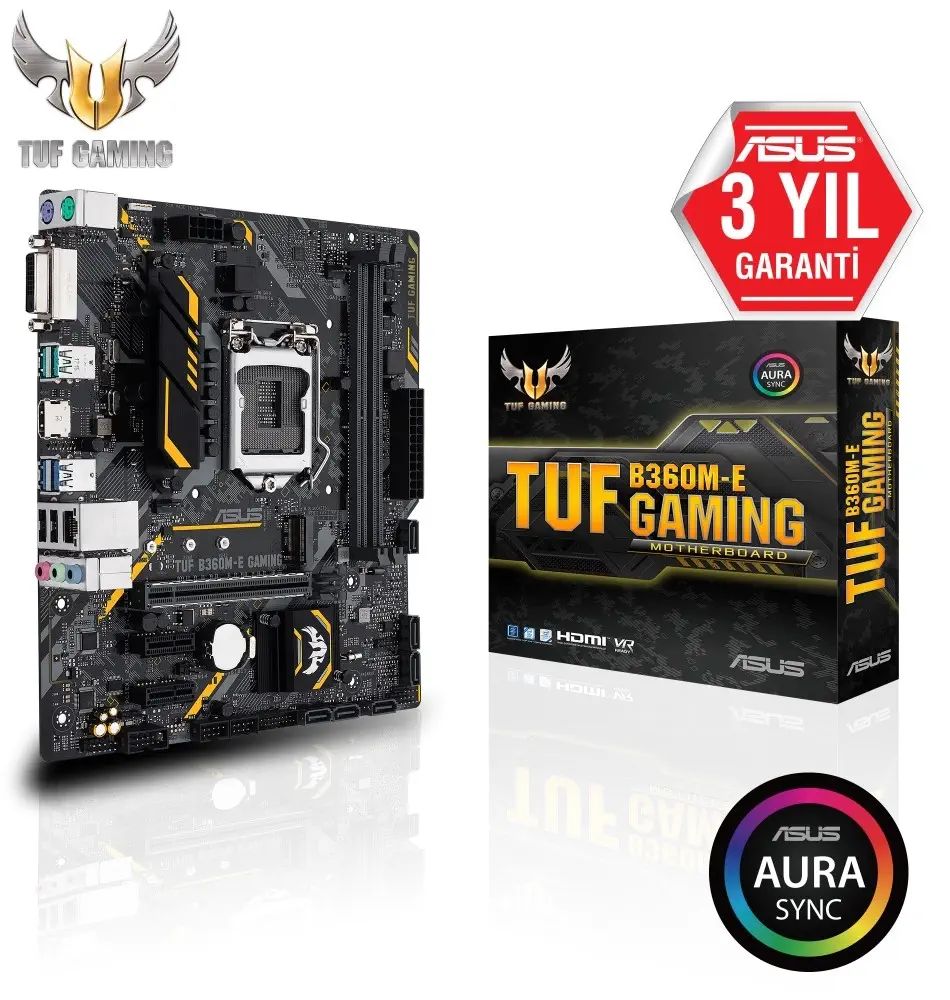 Asus Tuf B360M-E Gaming Intel B360 Soket 1151 DDR4 2666MHz m-ATX Gaming(Oyuncu) Anakart