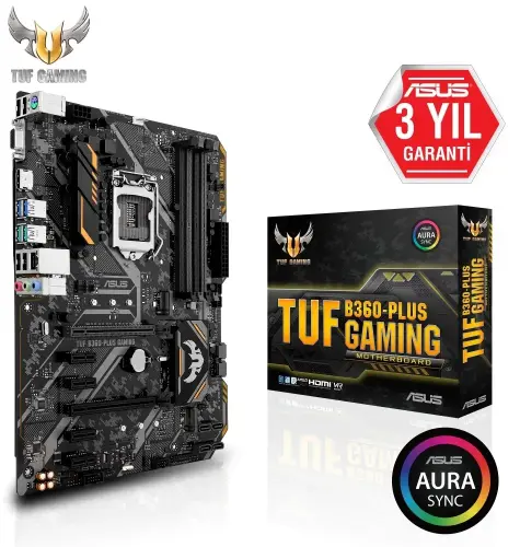 Asus Tuf B360-Plus Intel B360 Soket 1151 DDR4 2666Mhz ATX Gaming(Oyuncu) Anakart