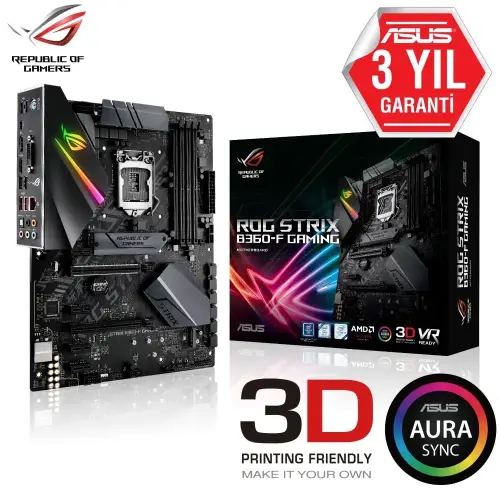 Asus Rog Strix B360-F Gaming Intel B360 Soket 1151 DDR4 2666MHz ATX Gaming(Oyuncu) Anakart