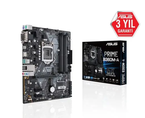 Asus Prime B360M-A Intel B360 Soket 1151 DDR4 2666MHz mATX Gaming(Oyuncu) Anakart