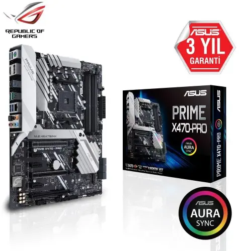Asus Prime X470-Pro AMD X470 Soket AM4 DDR4 3600(OC)Mhz ATX Gaming Anakart