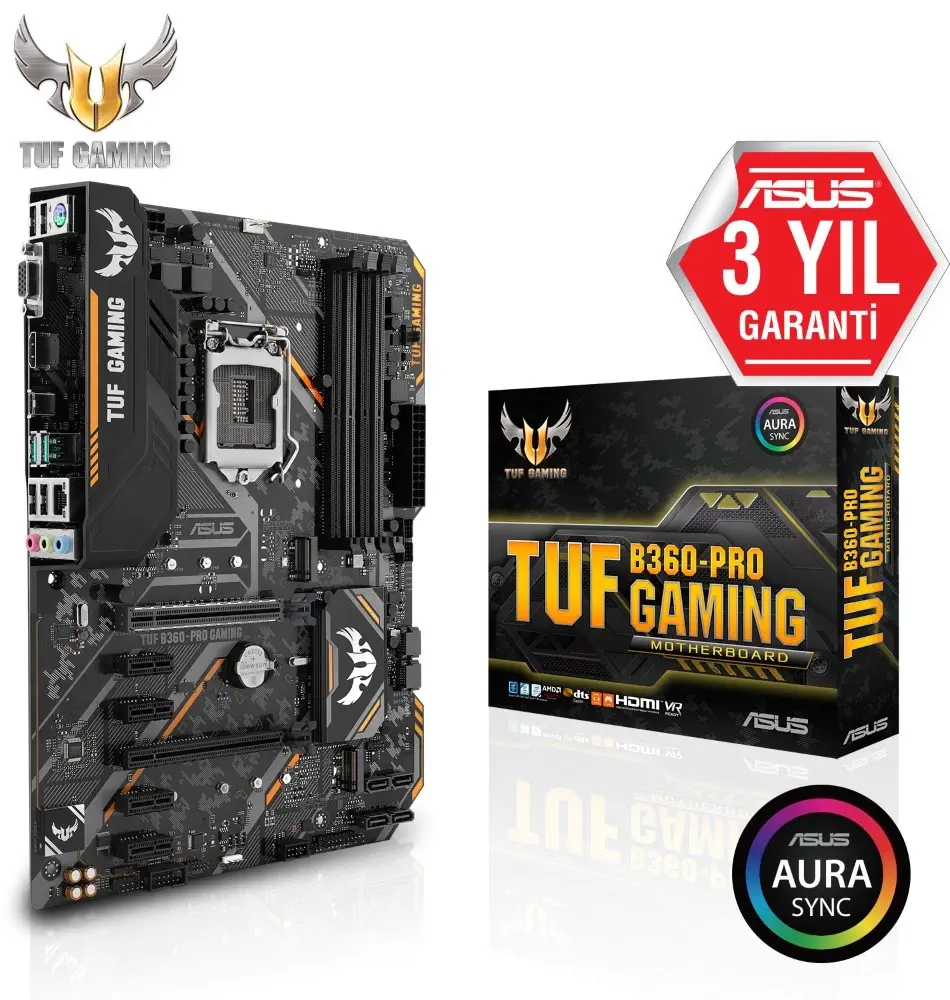 Asus Tuf B360-Pro Gaming  LGA115 DDR4 Hdmi VGA M.2 ATX Gaming(Oyuncu) Anakartı