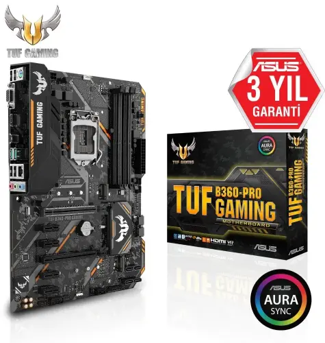 Asus Tuf B360-Pro Gaming  LGA115 DDR4 Hdmi VGA M.2 ATX Gaming(Oyuncu) Anakartı