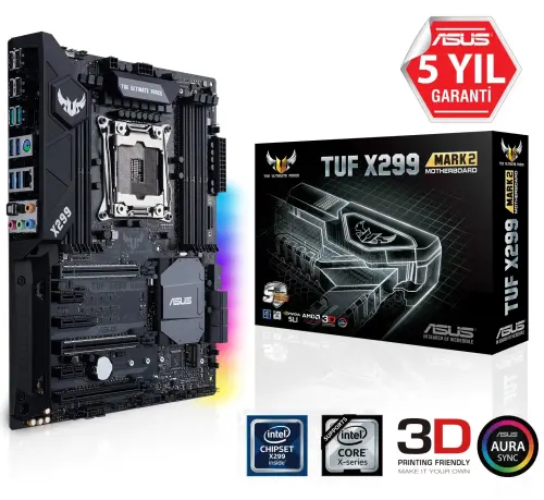 Asus Tuf X299 Mark 2 Intel X299 Soket 2066 DDR4 4133(O.C.)MHz ATX Gaming(Oyuncu) Anakart