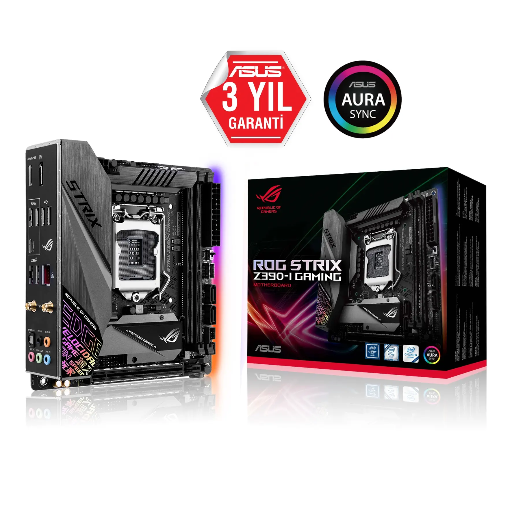 Asus ROG Strix Z390-I Gaming Intel Z390 Soket 1151 DDR4 4500(OC)MHz Mini-ITX Gaming Anakart