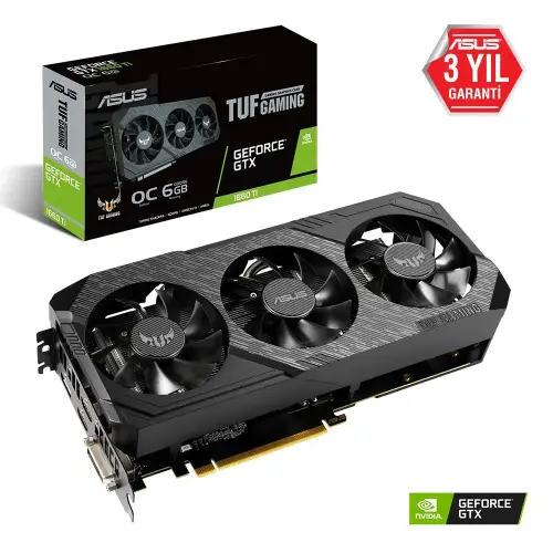 Asus TUF3-GTX1660Ti-O6G-Gaming GeForce GTX 1660 Ti 6GB GDDR6 192Bit DX12 Gaming Ekran Kartı