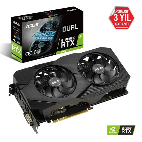 ASUS Dual GeForce RTX 2060 OC DUAL-RTX2060-O6G-EVO 6GB GDDR6 192Bit DX12 Gaming Ekran Kartı