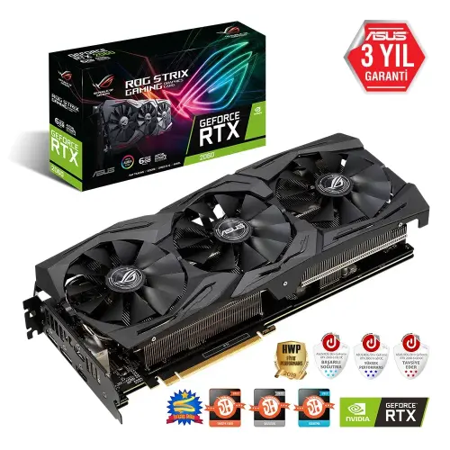 Asus ROG-Strix-RTX2060-6G-Gaming GeForce RTX 2060 6GB GDDR6 192Bit DX12 Gaming Ekran Kartı