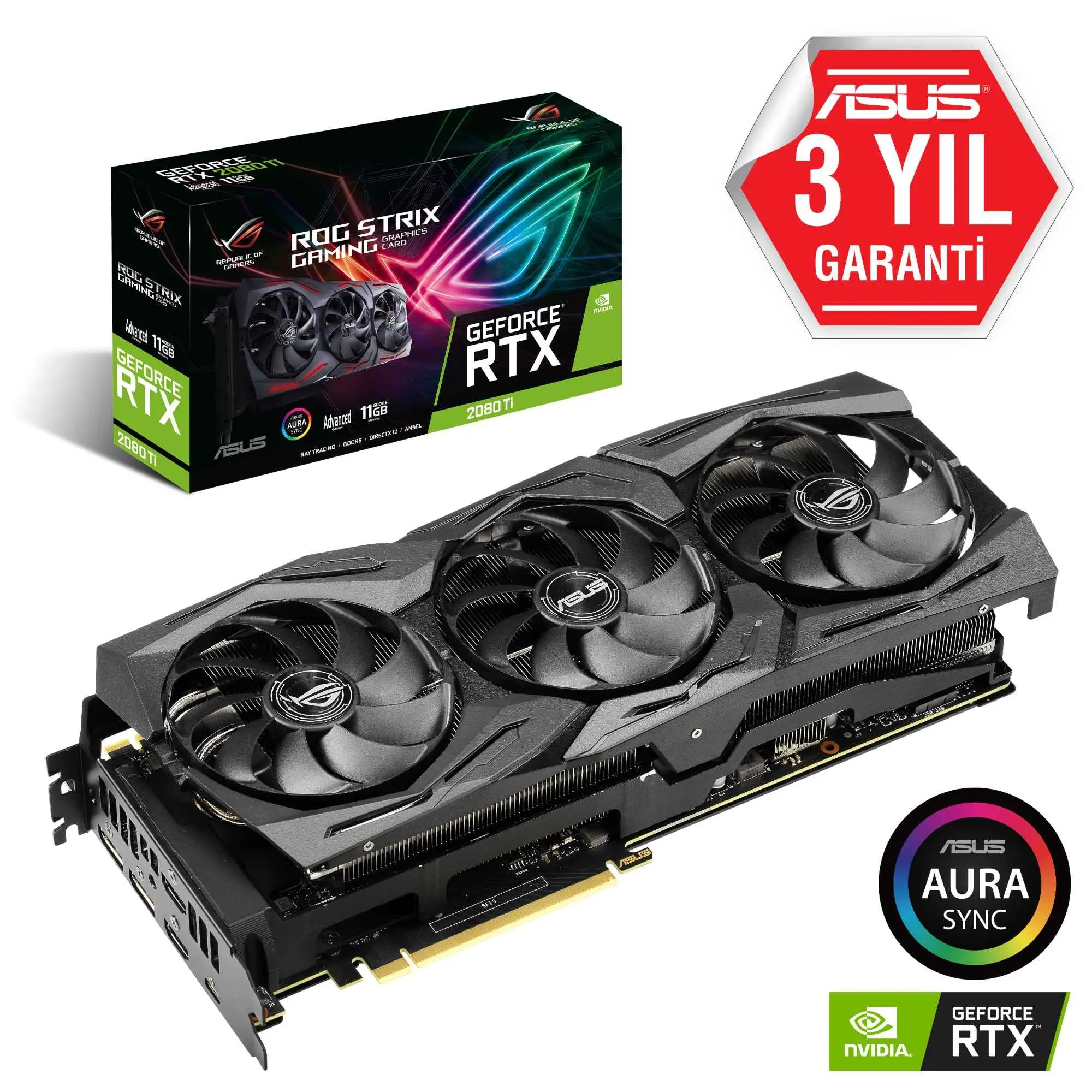 Asus ROG-Strix-RTX2080Ti-A11G-Gaming GeForce RTX 2080 Ti 11GB GDDR6 352Bit DX12 Gaming Ekran Kartı