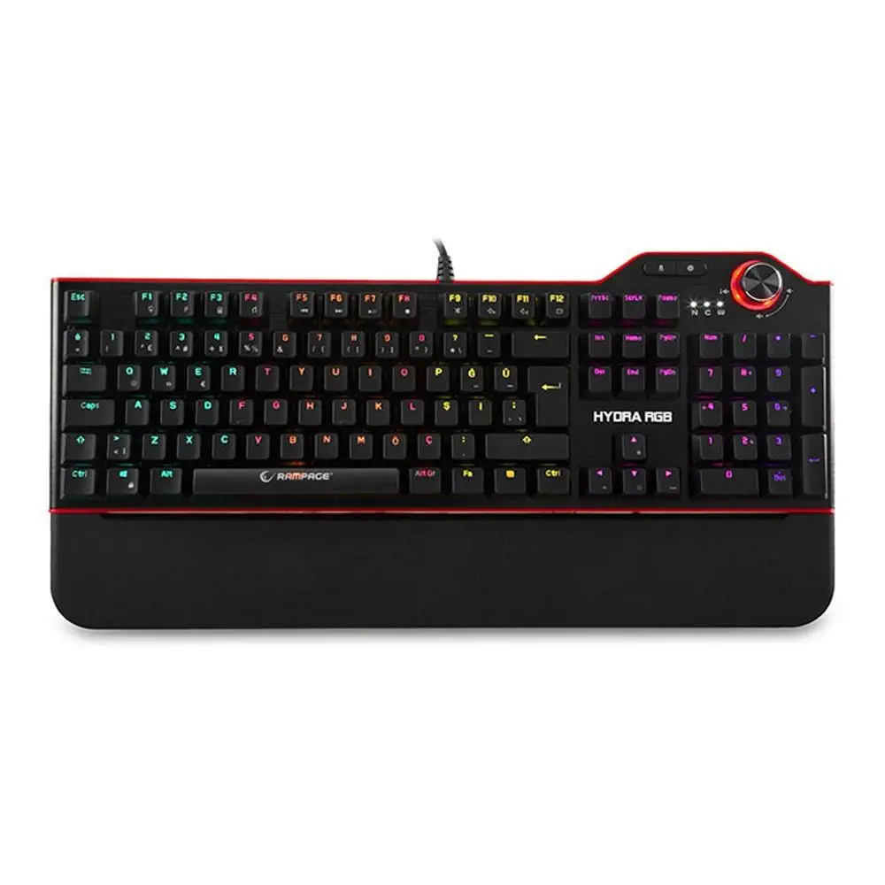 Rampage Hydra R6 Full Color RGB LED Gaming Pro Blue Switch Alüminyum Kaplama Multimedia Mekanik Gaming Klavye