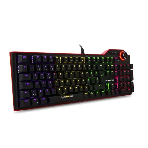 Rampage Hydra R6 Full Color RGB LED Gaming Pro Blue Switch Alüminyum Kaplama Multimedia Mekanik Gaming Klavye