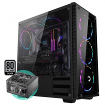GamePower Horizon Gaming 4*120mm RGB Fanlı Temperli Cam Gaming Kasa + Fsp Raider 550W 80+ Silver Power Supply Bundle