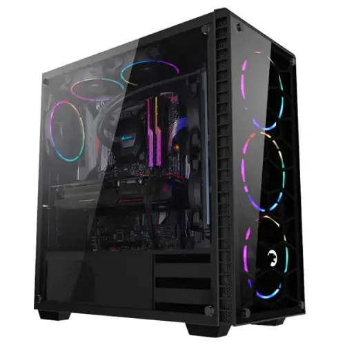 GamePower Horizon Gaming 4*120mm RGB Fanlı Temperli Cam Yan ve Ön Panel Mid ATX Kasa Kumanda ile RGB Aydınlatma Kontrolü