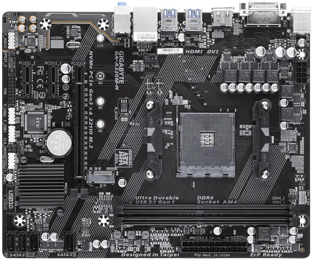 Gigabyte GA-A320M-H AMD A320 Soket AM4 DDR4 3200(OC)Mhz mATX Gaming Anakart