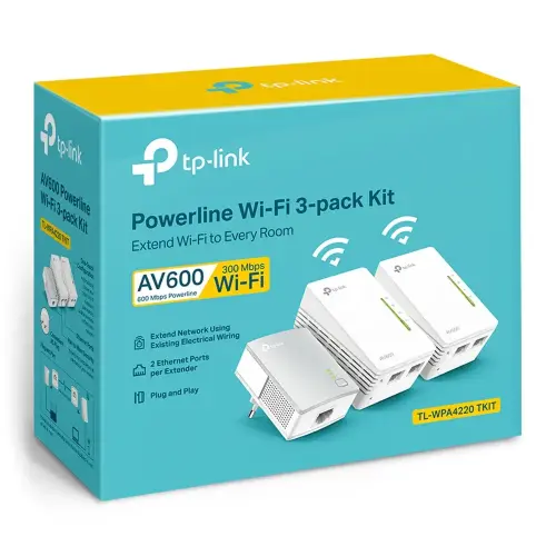 Tp-Link TL-WPA4220T  300 Mbps AV600  Powerline Adaptör