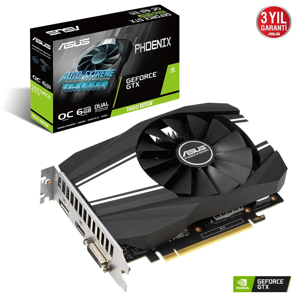 Asus Phoenix GeForce GTX 1660 Super OC PH-GTX1660S-O6G 6GB GDDR6 192Bit DX12 Gaming (Oyuncu) Ekran Kartı