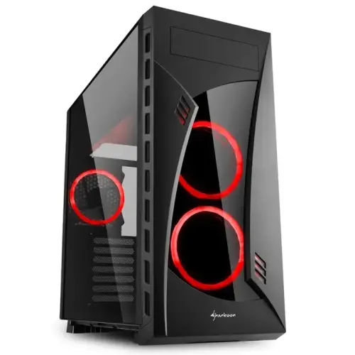 Sharkoon Night Shark Red USB 3.0 Kırmızı LED Fan Temperli Cam ATX Mid Tower Gaming Kasa