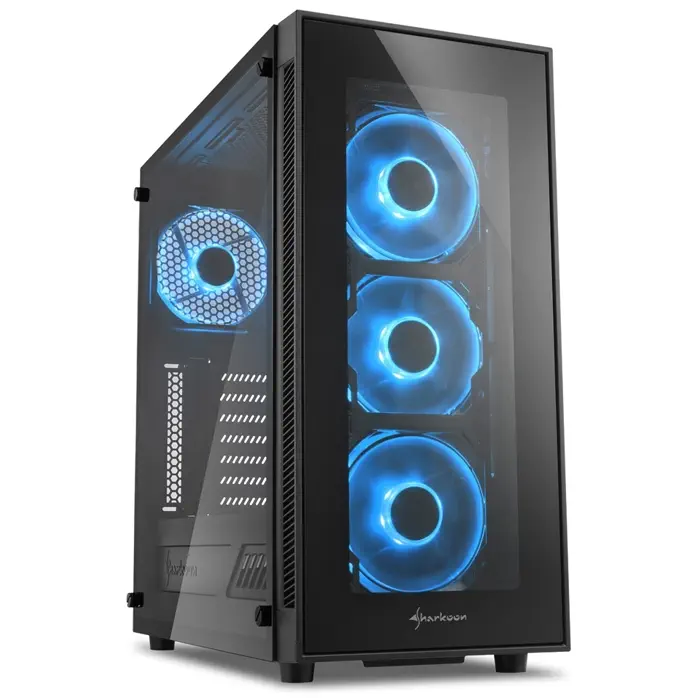 Sharkoon TG5 Blue USB 3.0 Mavi LED Fan Temperli Cam ATX Mid Tower Gaming Kasa