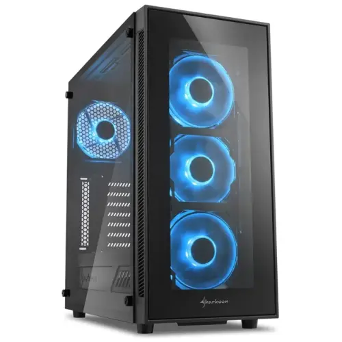 Sharkoon TG5 Blue USB 3.0 Mavi LED Fan Temperli Cam ATX Mid Tower Gaming Kasa
