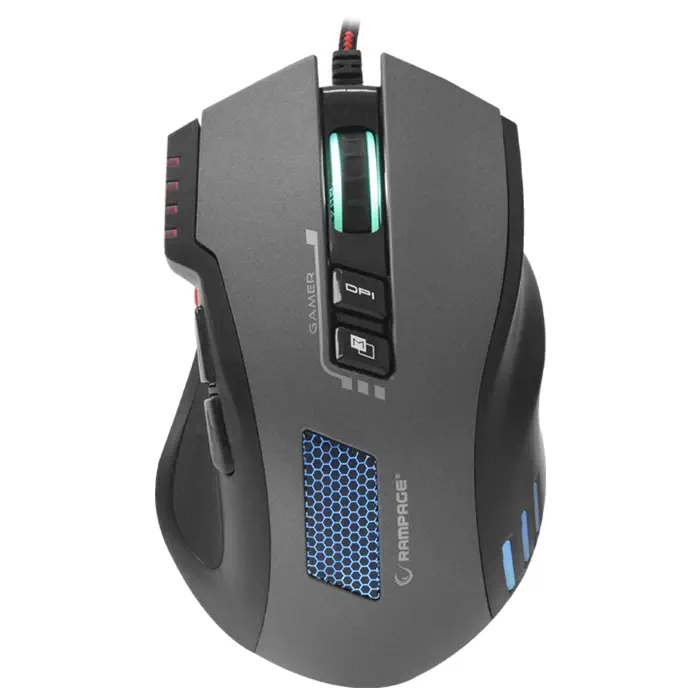 Rampage SMX-R80 3200DPI USB 8 Tuş RGB Gri/Siyah Optik Gaming Mouse