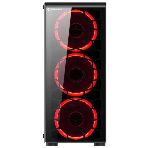 Rampage Redsky 4x12cm Kırmızı LED`li Fan Siyah USB 3.0 Cam Pencereli Midi Tower Gaming(Oyuncu) Kasa
