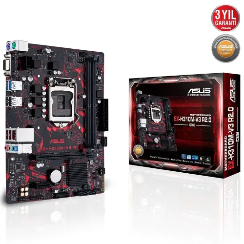 Asus EX-H310M-V3 R2.0 Intel H310 Soket 1151 DDR4 2666MHz mATX Gaming Anakart