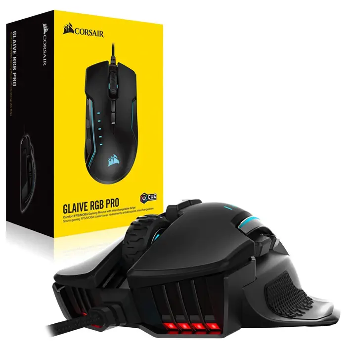 Corsair Glaive RGB Pro Siyah FPS/MOBA 18.000 DPI 7 Tuş Optik USB Kablolu Gaming Mouse - CH-9302211-EU