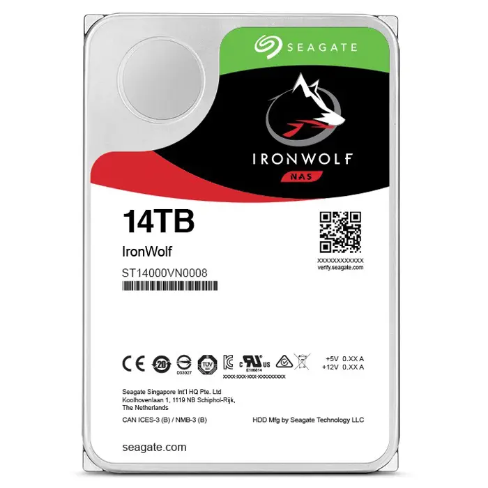 Seagate Ironwolf 14TB 3.5” 210MB/s 256MB SATA 3 7200Rpm NAS Disk - ST14000VN0008