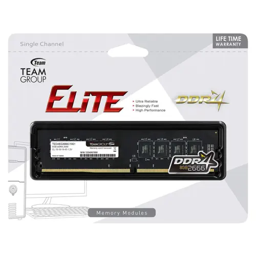 Team Elite 8GB (1x8GB) 2666MHz CL19 DDR4 Ram (TED48G2666C1901)