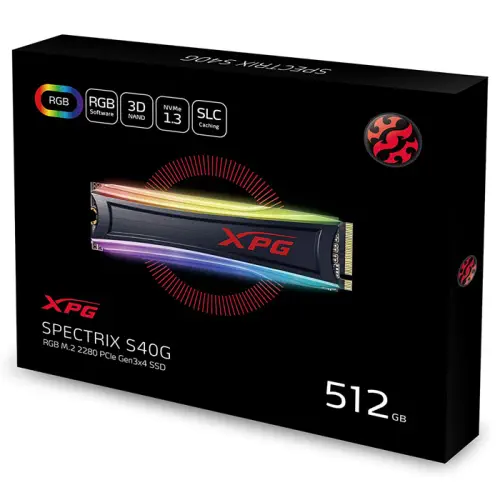 XPG Spectrix S40G 512GB 3500MB/2400MB/s 3D NAND RGB M.2 2280 SSD Disk - AS40G-512GT-C