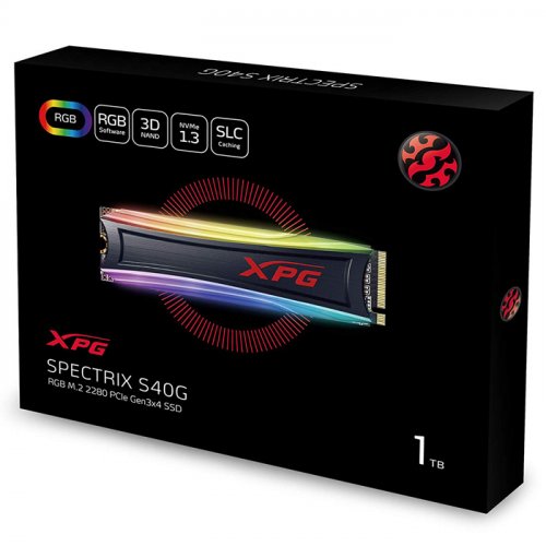 Adata XPG Spectrix S40G 1TB 3500MB/3000MB/s 3D NAND RGB PCIe Gen3x4 M.2 2280 SSD Disk - AS40G-1TT-C