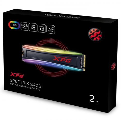 Adata XPG Spectrix S40G 2TB 3500MB/3000MB/s 3D NAND RGB PCIe Gen3x4 M.2 2280 SSD Disk - AS40G-2TT-C