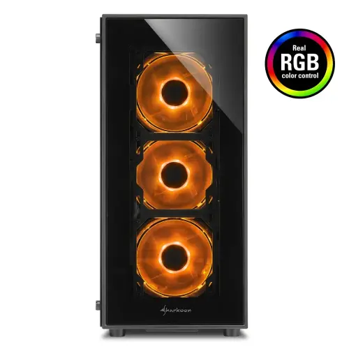 Sharkoon TG5 RGB USB 3.0 RGB LED Fan Temperli Cam ATX Mid Tower Gaming Kasa