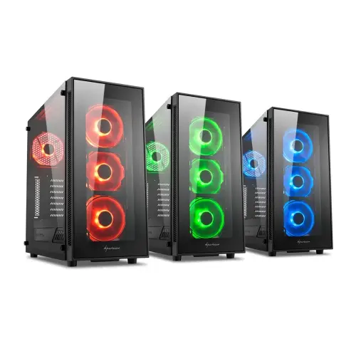 Sharkoon TG5 RGB USB 3.0 RGB LED Fan Temperli Cam ATX Mid Tower Gaming Kasa