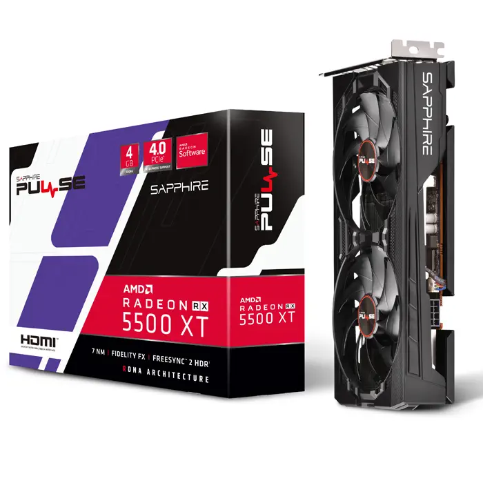 Sapphire Pulse RX 5500 XT 4G AMD Radeon RX 5500 XT 4GB GDDR6 128Bit DX12 Gaming Ekran Kartı - 11295-03-20G