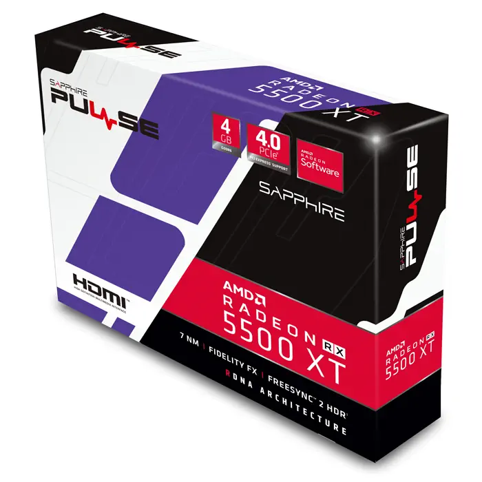 Sapphire Pulse RX 5500 XT 4G AMD Radeon RX 5500 XT 4GB GDDR6 128Bit DX12 Gaming Ekran Kartı - 11295-03-20G
