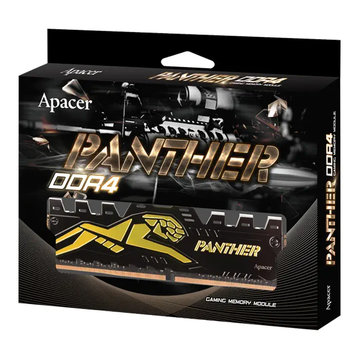 Apacer Panther Black-Gold 16GB (2x8GB) 3000MHz CL16 DDR4 Gaming Ram (AH4U16G30C08Y7GAA-2)