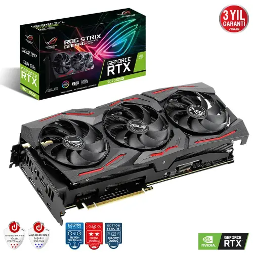 Asus ROG-Strix-RTX2070S-8G-Gaming GeForce RTX 2070 Super 8GB GDDR6 256Bit DX12 Gaming (Oyuncu) Ekran Kartı