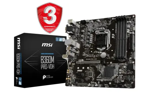MSI B360M Pro-VDH Intel B360 Soket 1151 DDR4 2666Mhz mATX Gaming(Oyuncu) Anakart