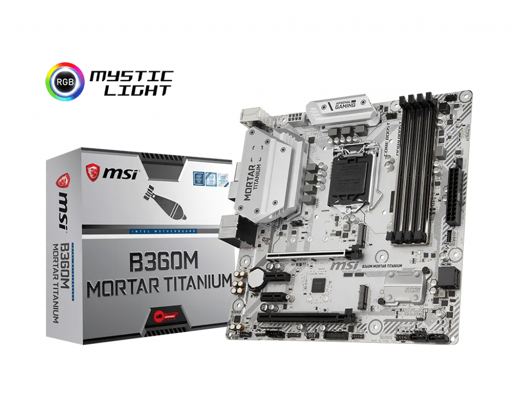 MSI B360M Mortar Titanium Intel B360 Soket 1151 DDR4 2666MHz mATX Gaming Anakart