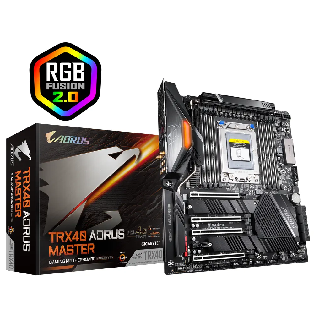 Gigabyte TRX40 Aorus Master AMD TRX40 Soket sTRX4 DDR4 4400(OC)Mhz E-ATX Gaming (Oyuncu) Anakart