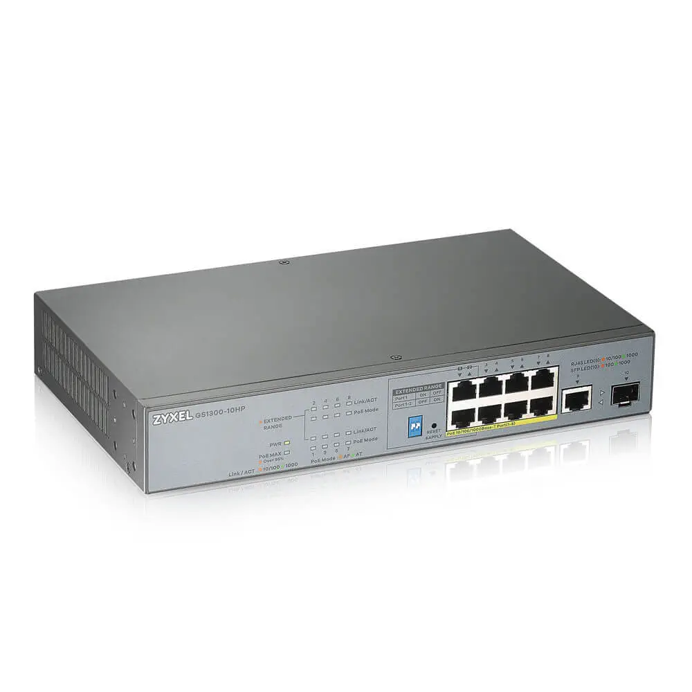 Zyxel GS1300-10HP 10 Port Gigabit PoE Yönetilemeyen Switch 