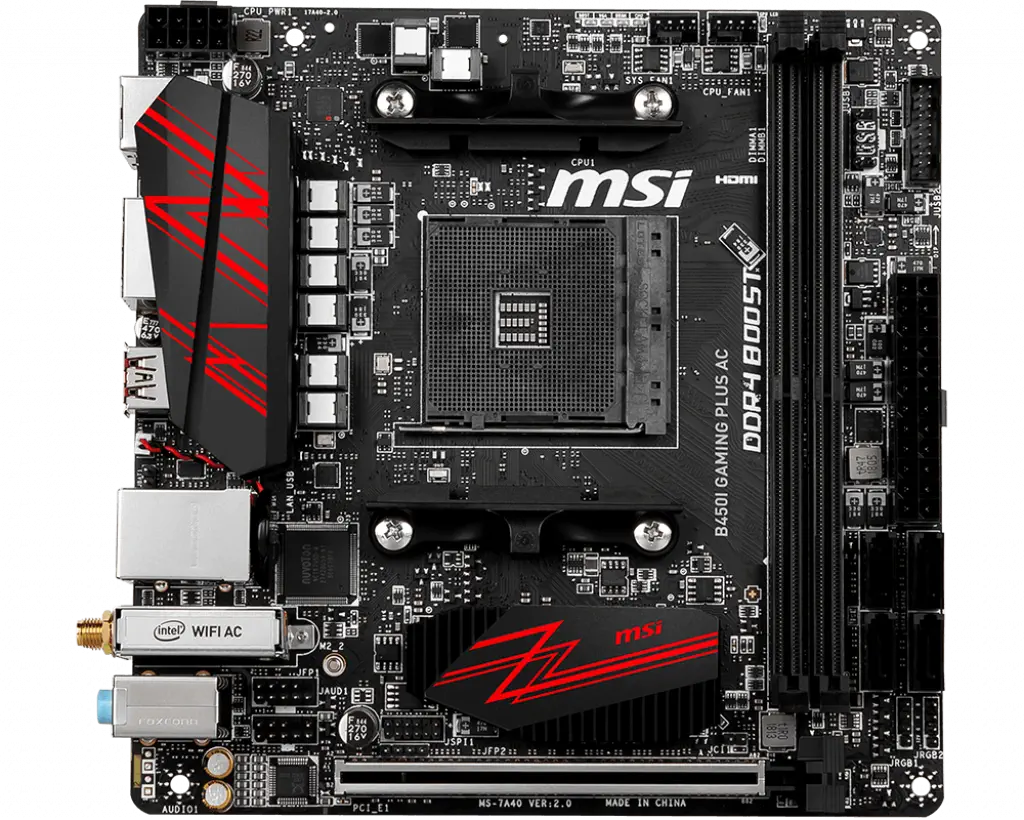 MSI B450I Gaming Plus AC AMD B450 Soket AM4 DDR4 3466(O.C.)MHz Mini-ITX Gaming Anakart