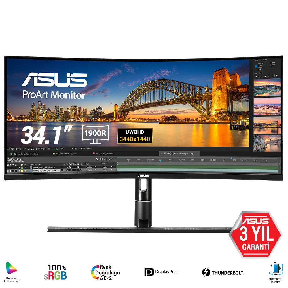 Asus ProArt PA34VC 34″ 5ms 100Hz Adaptive-Sync Flicker-Free IPS UWQHD Curved Monitör
