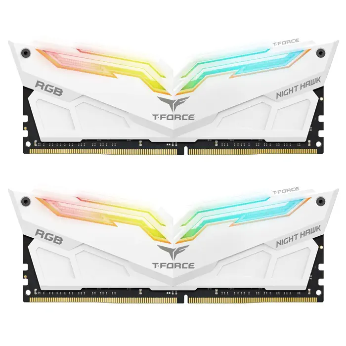 Team T-Force Night Hawk RGB White 16GB (2x8GB) 3200MHz CL16 DDR4 Gaming Ram (TF15D416G3200HC16CDC01)