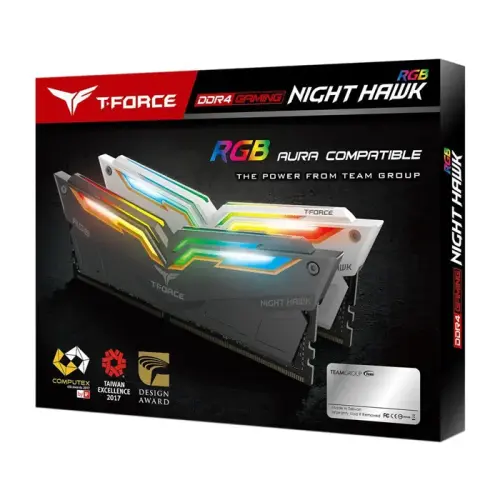 Team T-Force Night Hawk RGB White 16GB (2x8GB) 3200MHz CL16 DDR4 Gaming Ram (TF15D416G3200HC16CDC01)