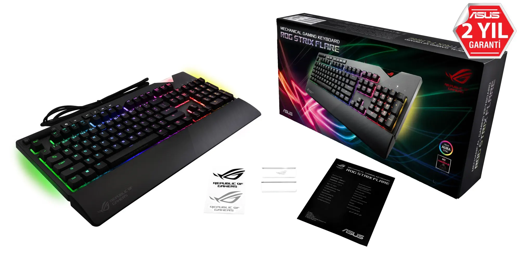 Asus ROG Strix Flare Aura Sync RGB Cherry MX Blue Mekanik Gaming Klavye