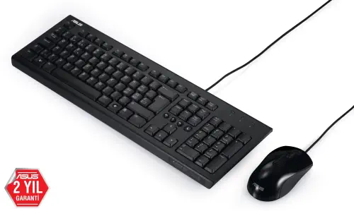 Asus U2000 F Türkçe 1000DPI USB Siyah Kablolu Klavye Mouse Set - U2000-KBM-TR-F