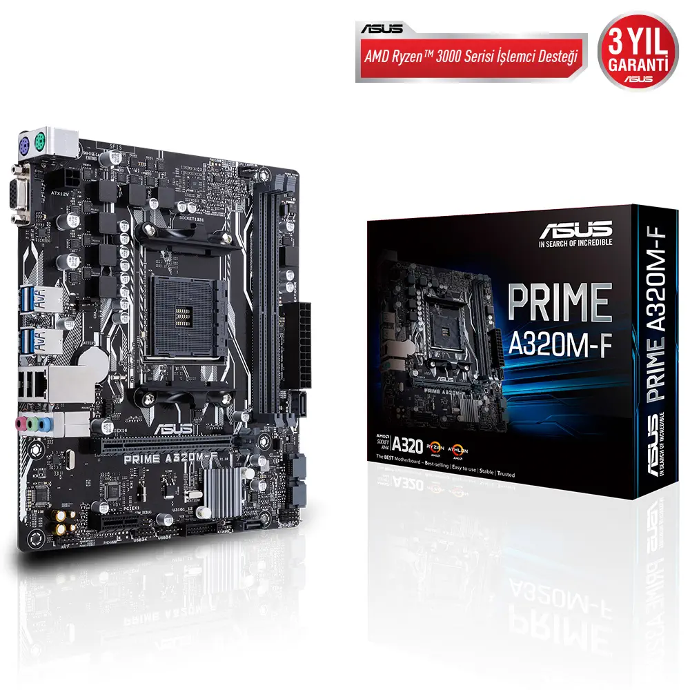 Asus Prime A320M-F AMD A320 Soket AM4 DDR4 3200(OC)Mhz mATX Gaming Anakart